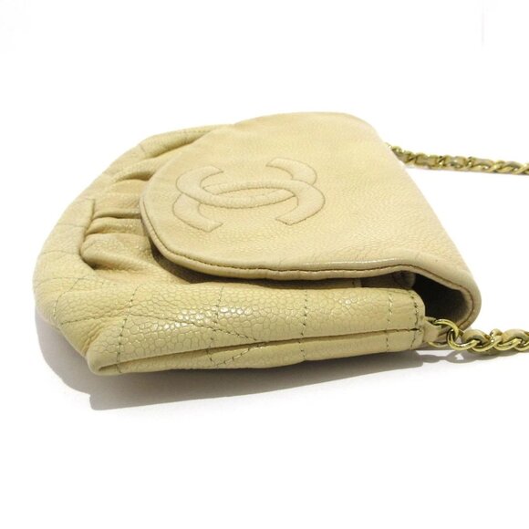 Auth CHANEL Half Moon Beige Calfskin Other Style Wallet Gold hardware - Picture 9 of 12